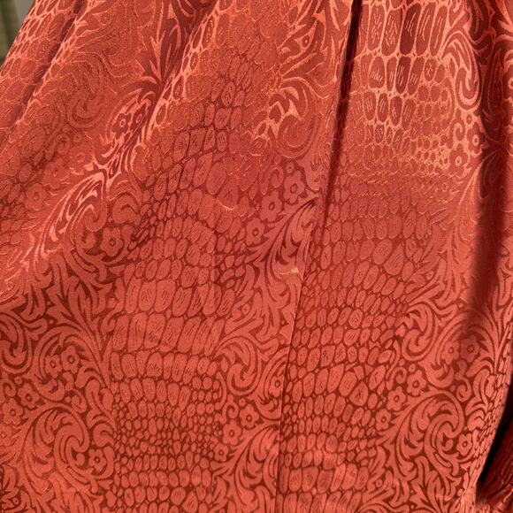 Wrangler Retro Shine Smoked Bodice Dress - orange - rust - silky - midi - size S - Picture 7 of 14